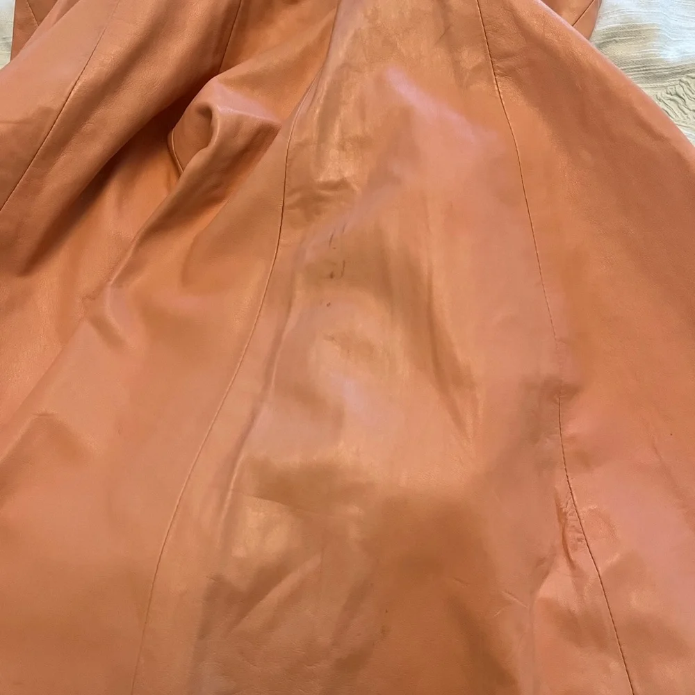 Vintage leather 3/4 circle skirt full peach 80s COMINT Made in Argentina - Picture 8 of 9